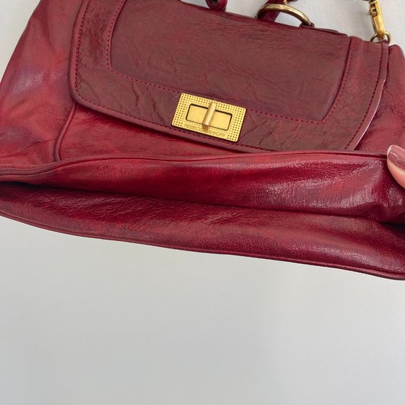 Rebecca Minkoff Briefcase Style Distressed Red Leather Shoulder or Handheld Bag - Picture 7 of 16